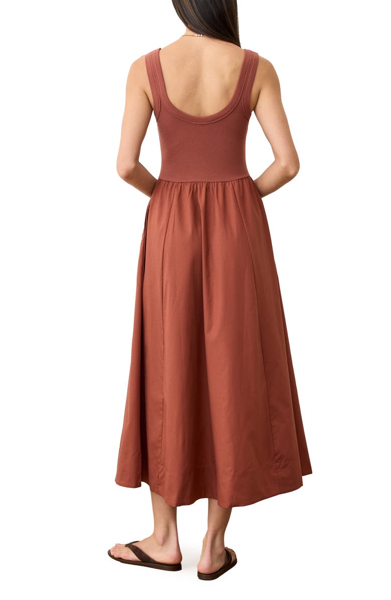 Marine Layer Gemma Mixed Media Midi Dress, Alternate, color, Henna