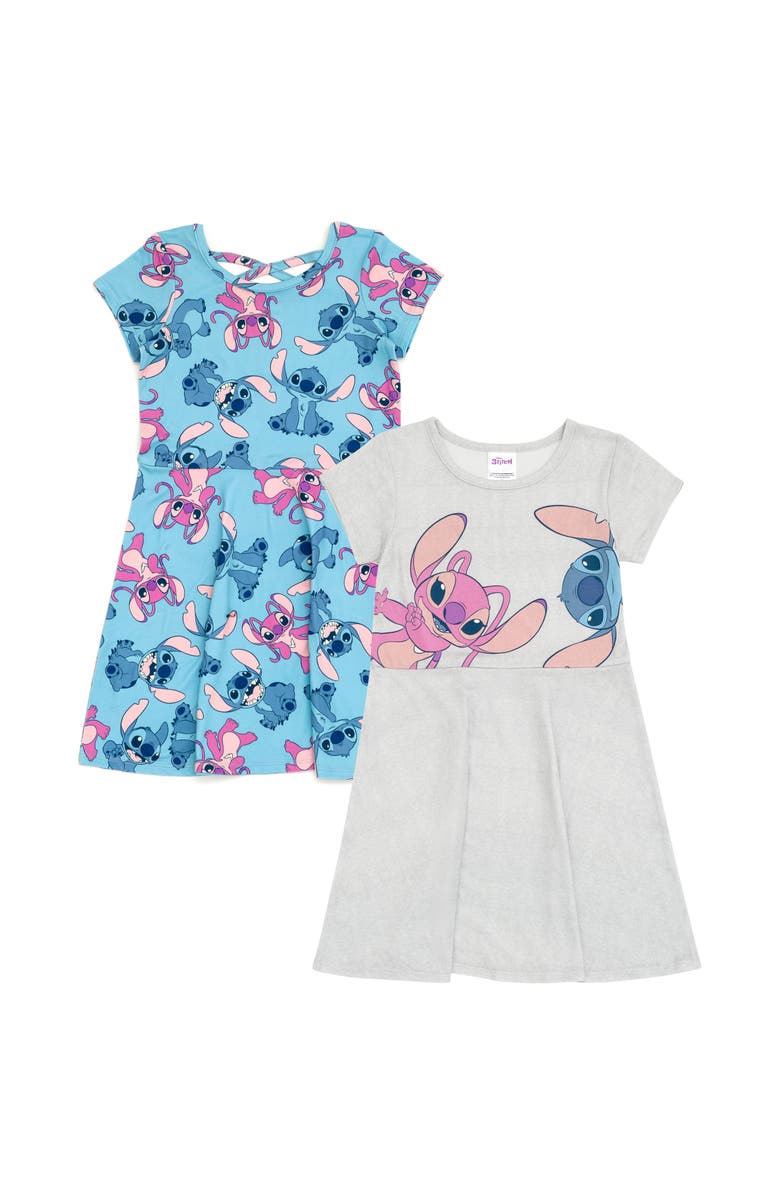 Disney Lilo & Stitch 2-Piece Skater Dress Set, Main, color, Stitch Angel Blue Gray
