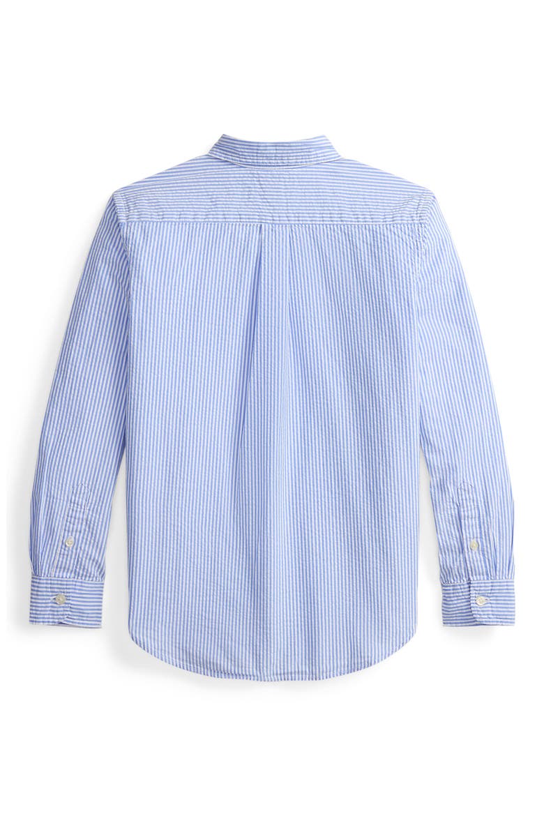 Kids' Stripe Cotton Seersucker Button-Down Shirt, Alternate, color, BLUE/WHT