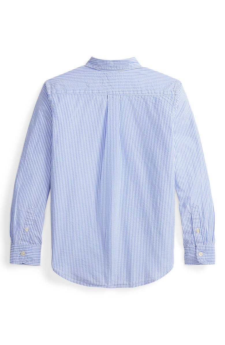 Polo Ralph Lauren Kids' Stripe Cotton Seersucker Button-Down Shirt, Alternate, color, Blue White