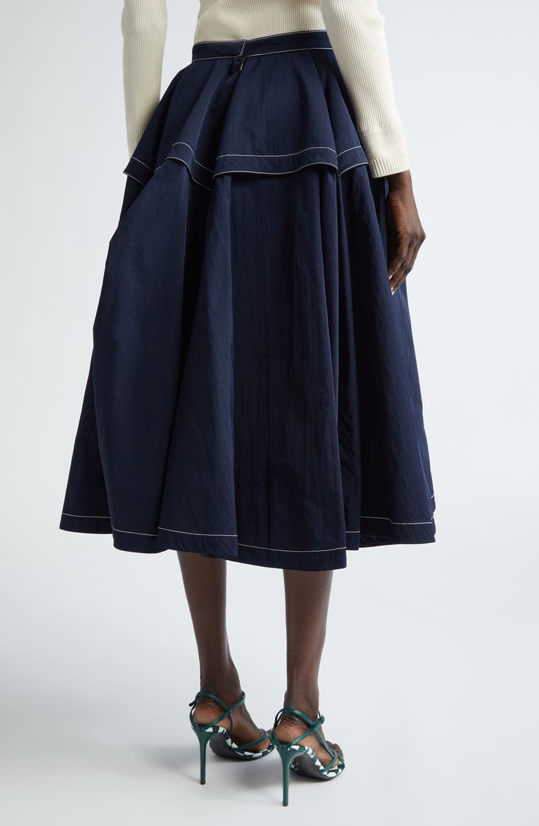 Bottega Veneta Topstitched Nylon Midi Skirt, Alternate, color, 