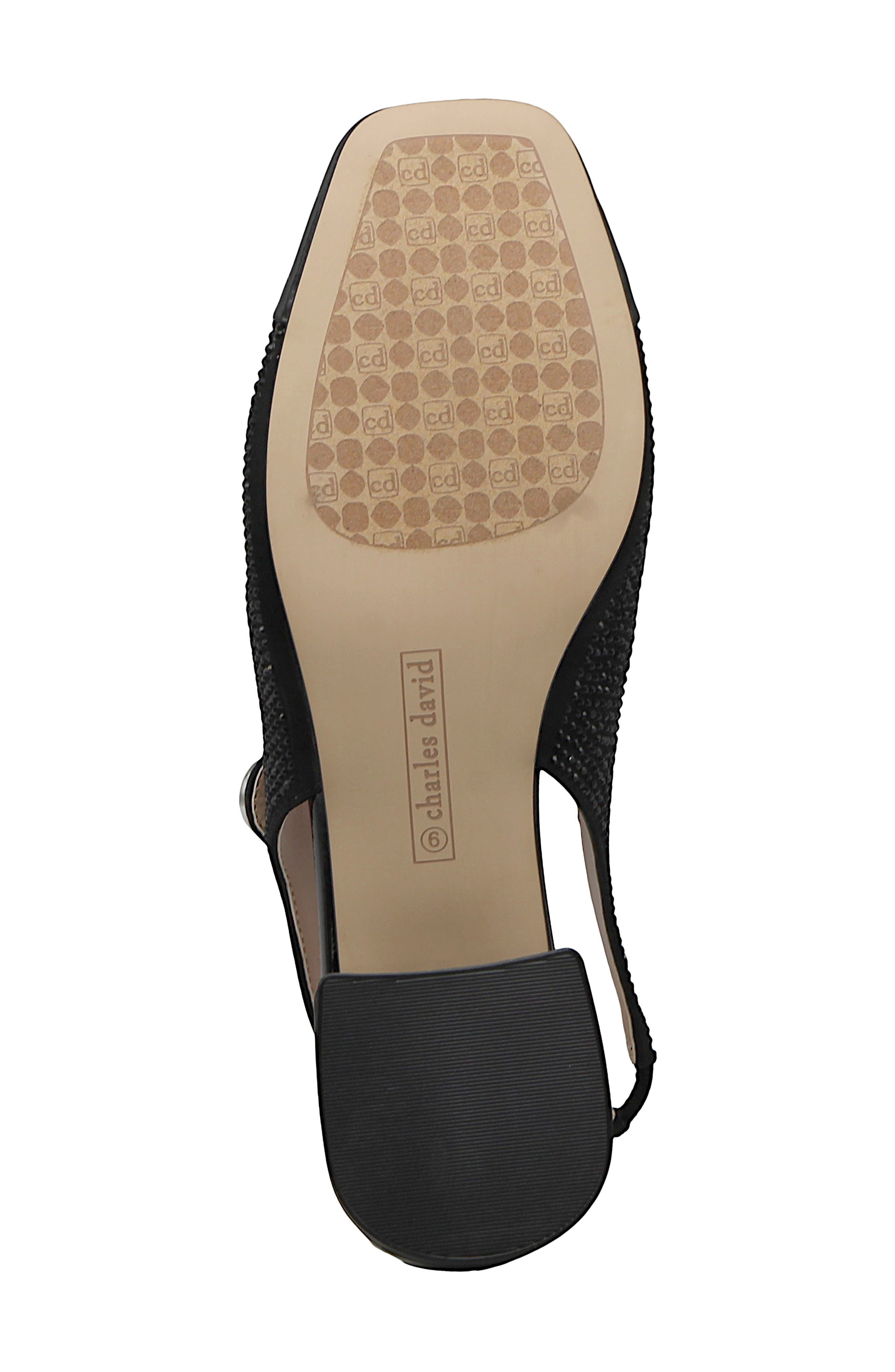 Charles David Zach Rhinestone Mary Jane Slingback Flat, Alternate, color, Black