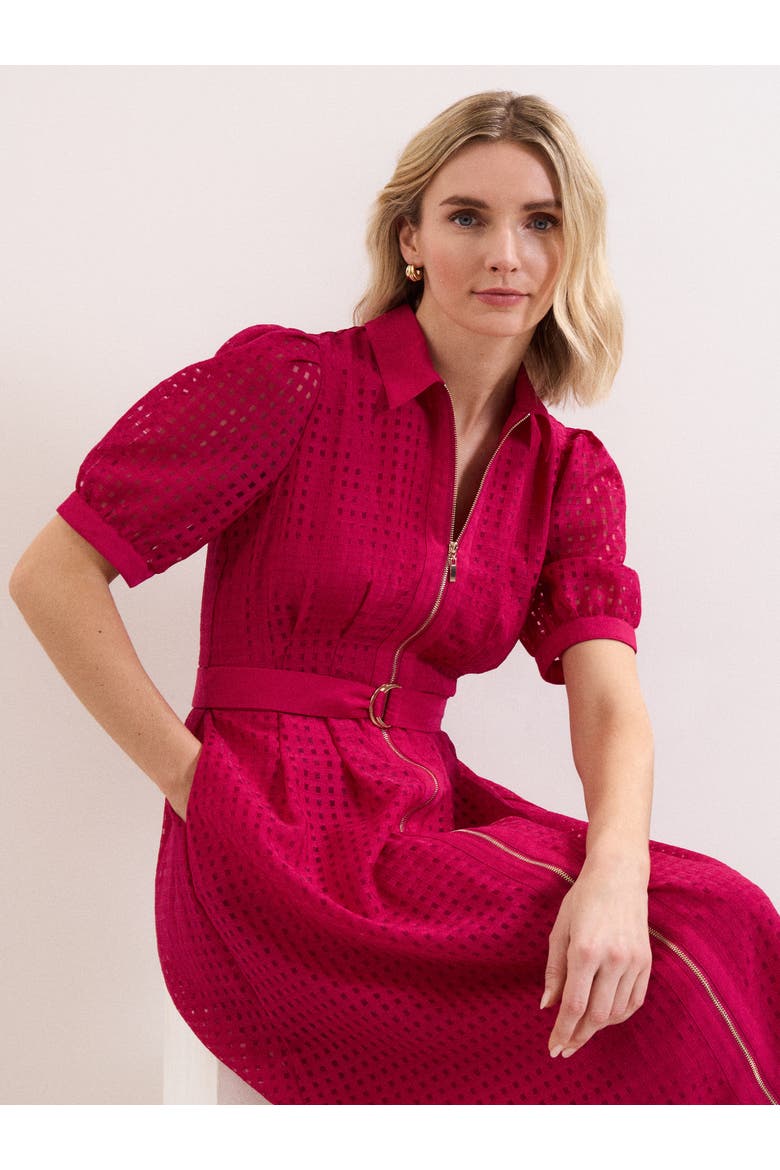 Carey Belted Midi Shirt Dress, Alternate, color, Pink