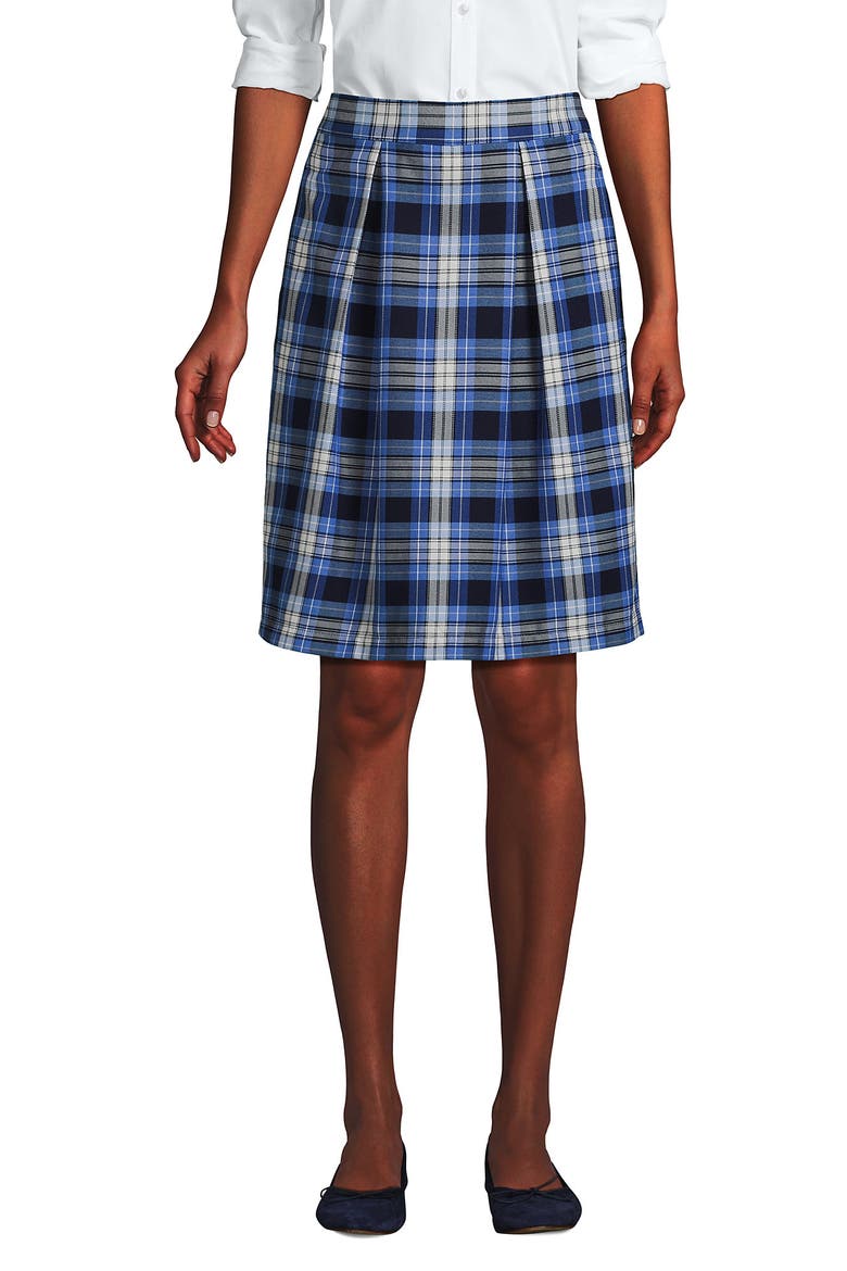 School Uniform  Plaid Skort Top of Knee, Main, color, Clear Blue Plaid