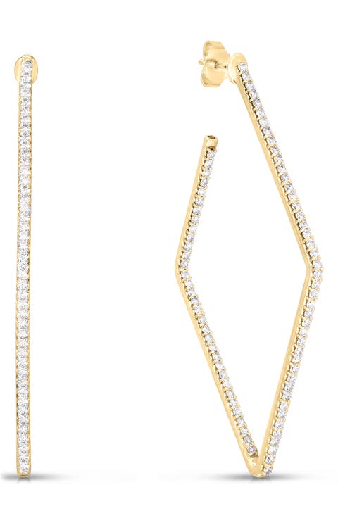 Diamond Square Hoop Earrings