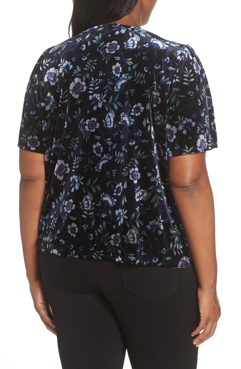 CeCe Bloomsbury Floral Velvet Top, Alternate, color,
