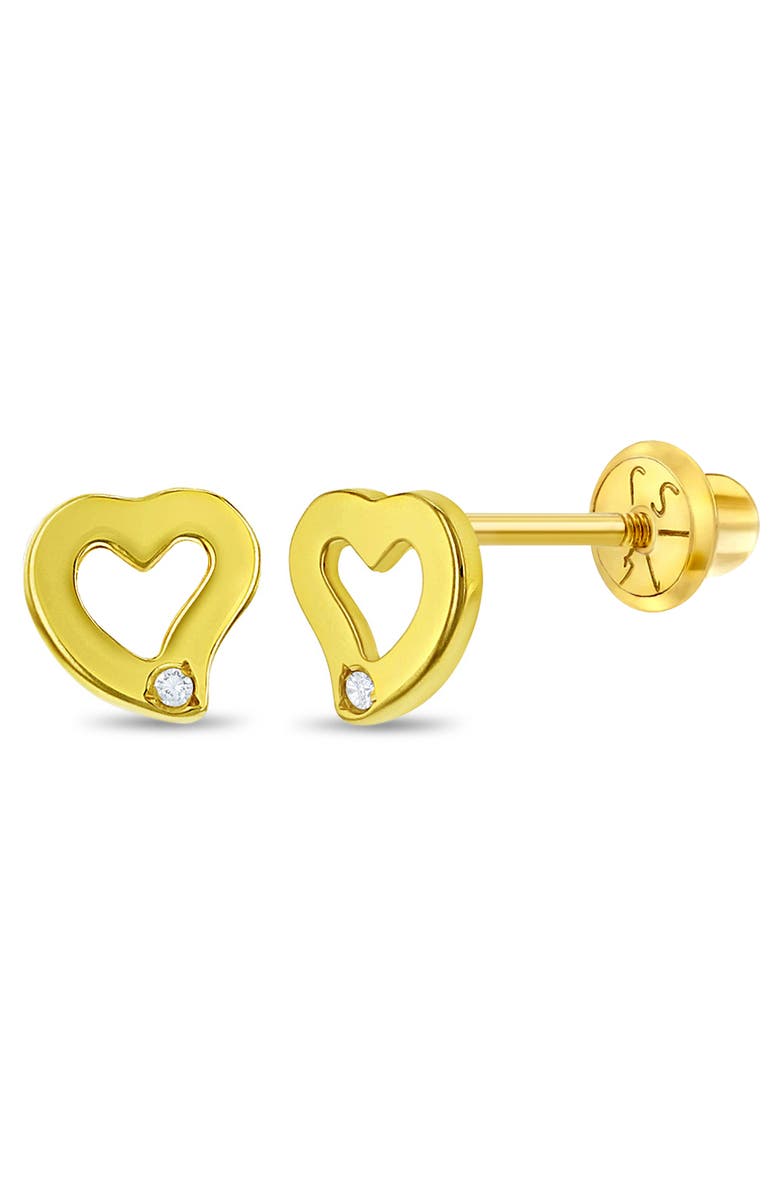 In Season Jewelry 14k Genuine Diamond Heart Earrings, Main, color, Gold