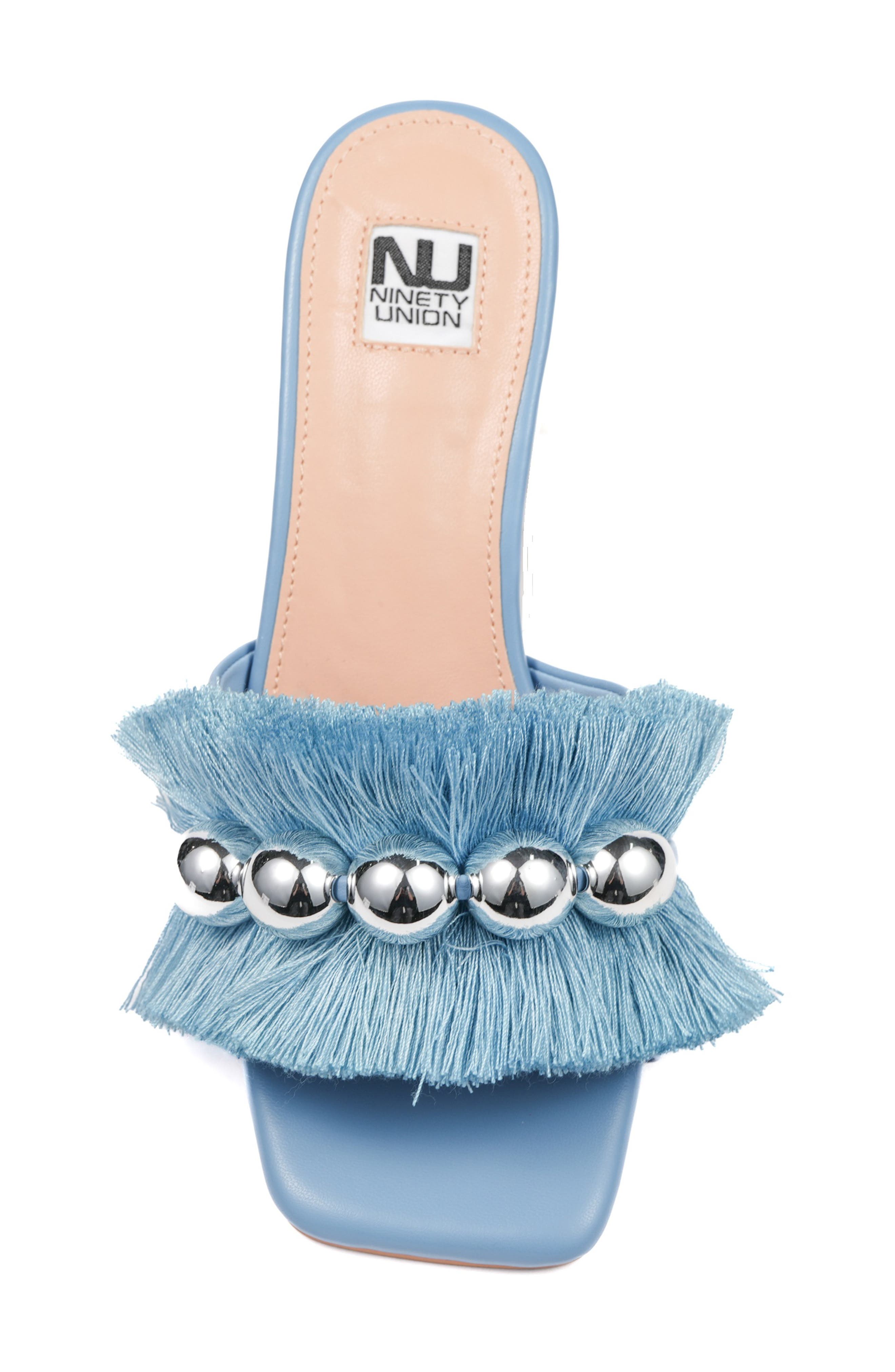 Miami Fringed Orb Heel Slide Sandal, Alternate, color, BLUE