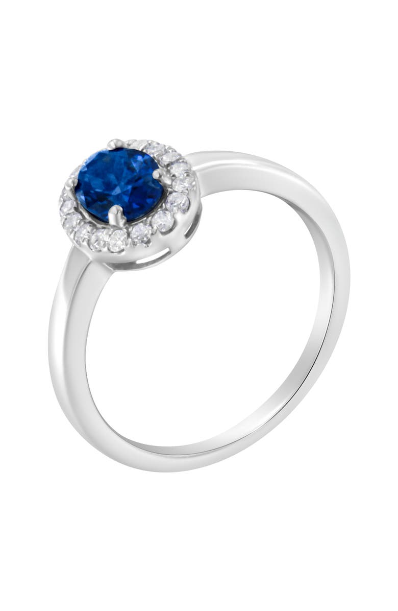 Haus of Brilliance 10K Gold 1/5 Cttw Diamond and Blue Sapphire Halo Cocktail Ring, Alternate, color, Blue Sapphire