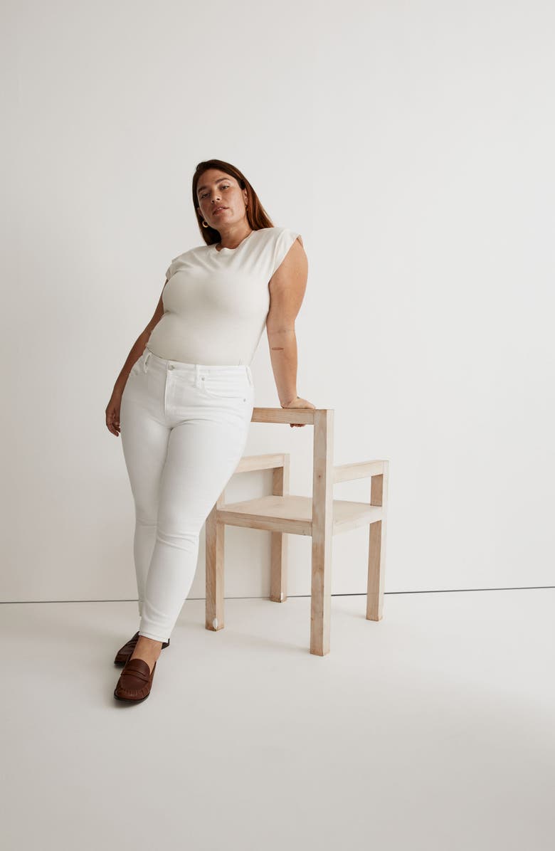 Madewell 9-Inch Mid-Rise Skinny Crop Jeans, Alternate, color, Pure White