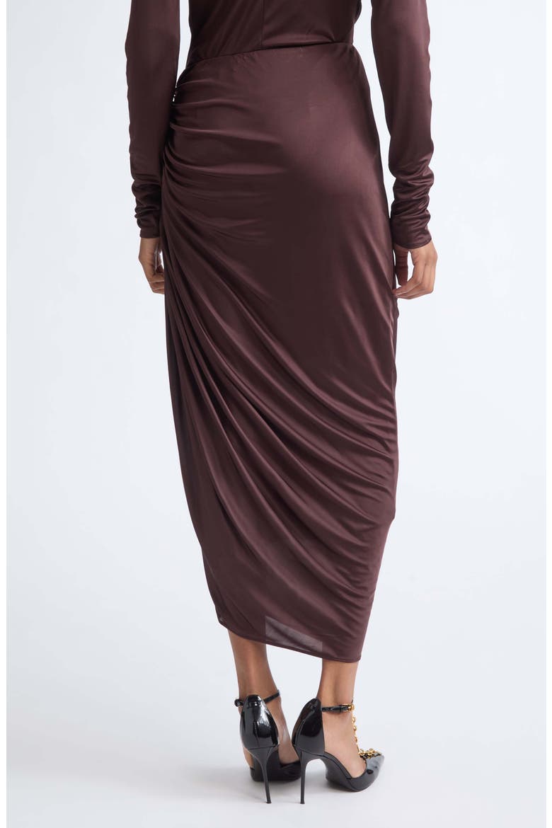 Draped Viscose Jersey Slit Midi Skirt, Alternate, color, A51 BROWN