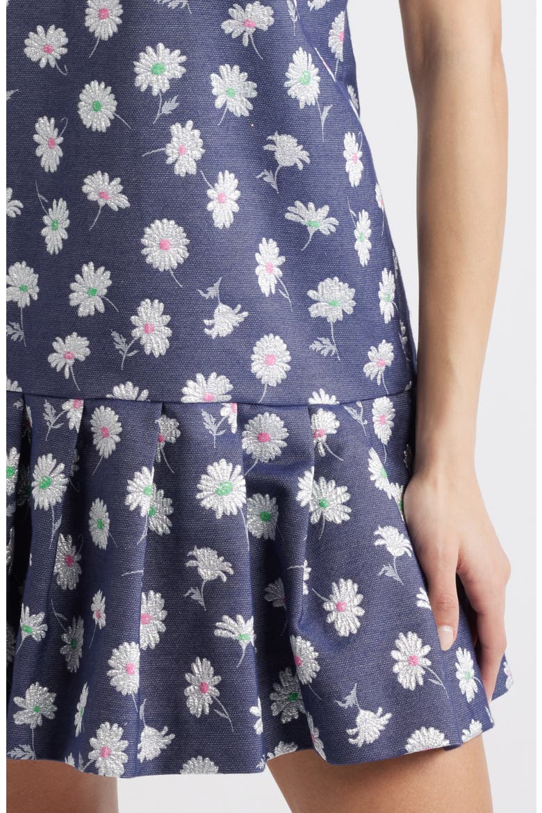 Joey Metallic Floral Cotton Blend Dress, Alternate, color, LOW TIDE NAVY PETAL