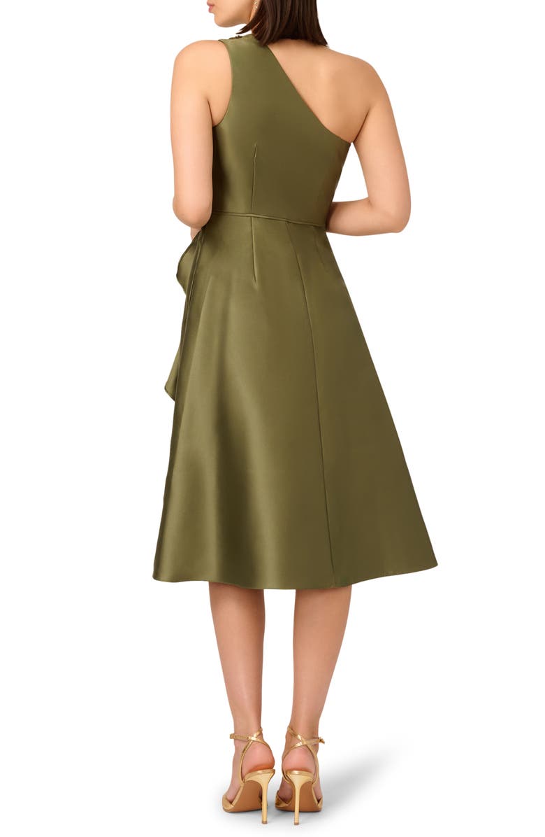 Adrianna Papell Embellished One-Shoulder Mikado Cocktail Dress, Alternate, color, Jungle Olive