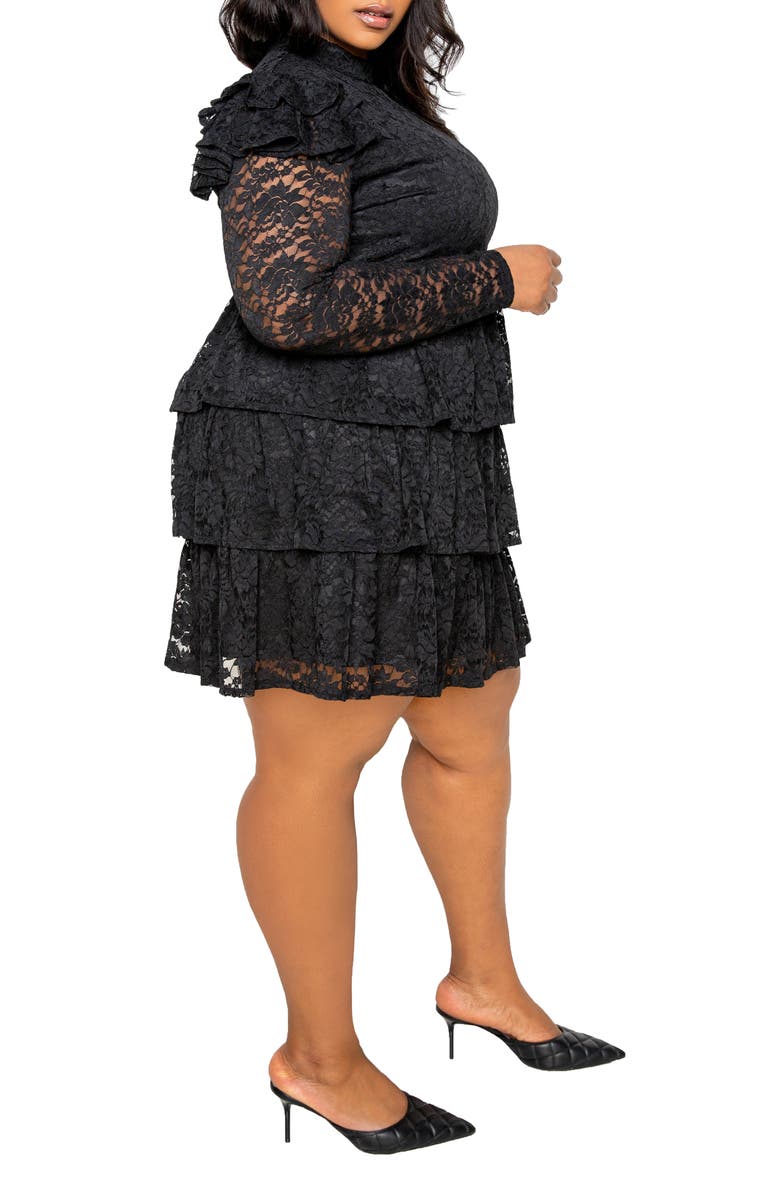 BUXOM COUTURE Tiered Long Sleeve Lace Minidress, Alternate, color, 