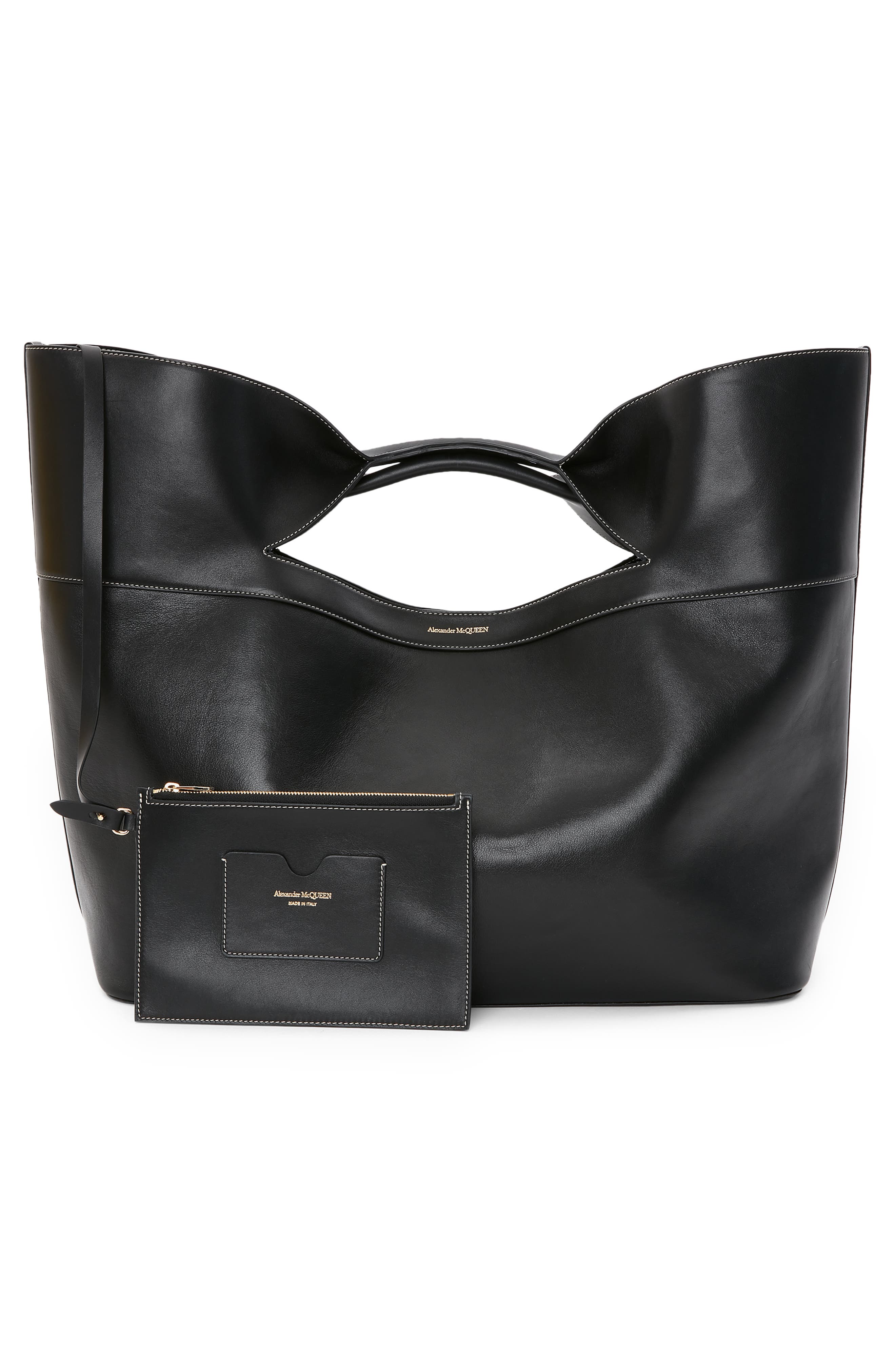 McQueen The Large Bow Leather Tote Bag, Alternate, color, 