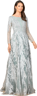 LARA New York Long Sleeve, Modest Beaded Gown