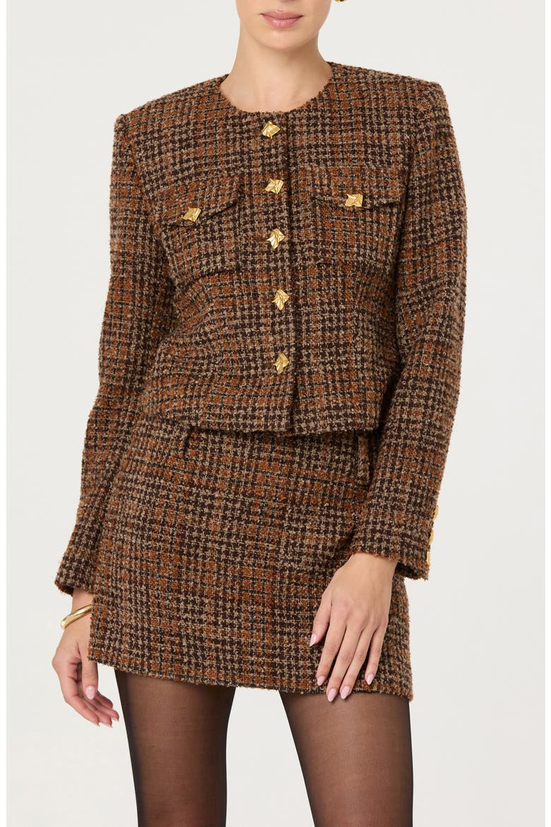 Kyleigh Tweed Jacket, Main, color, RUST BROWN