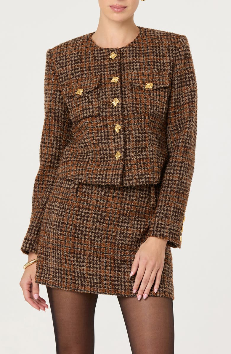 ASTR the Label Kyleigh Tweed Jacket, Main, color, Rust Brown