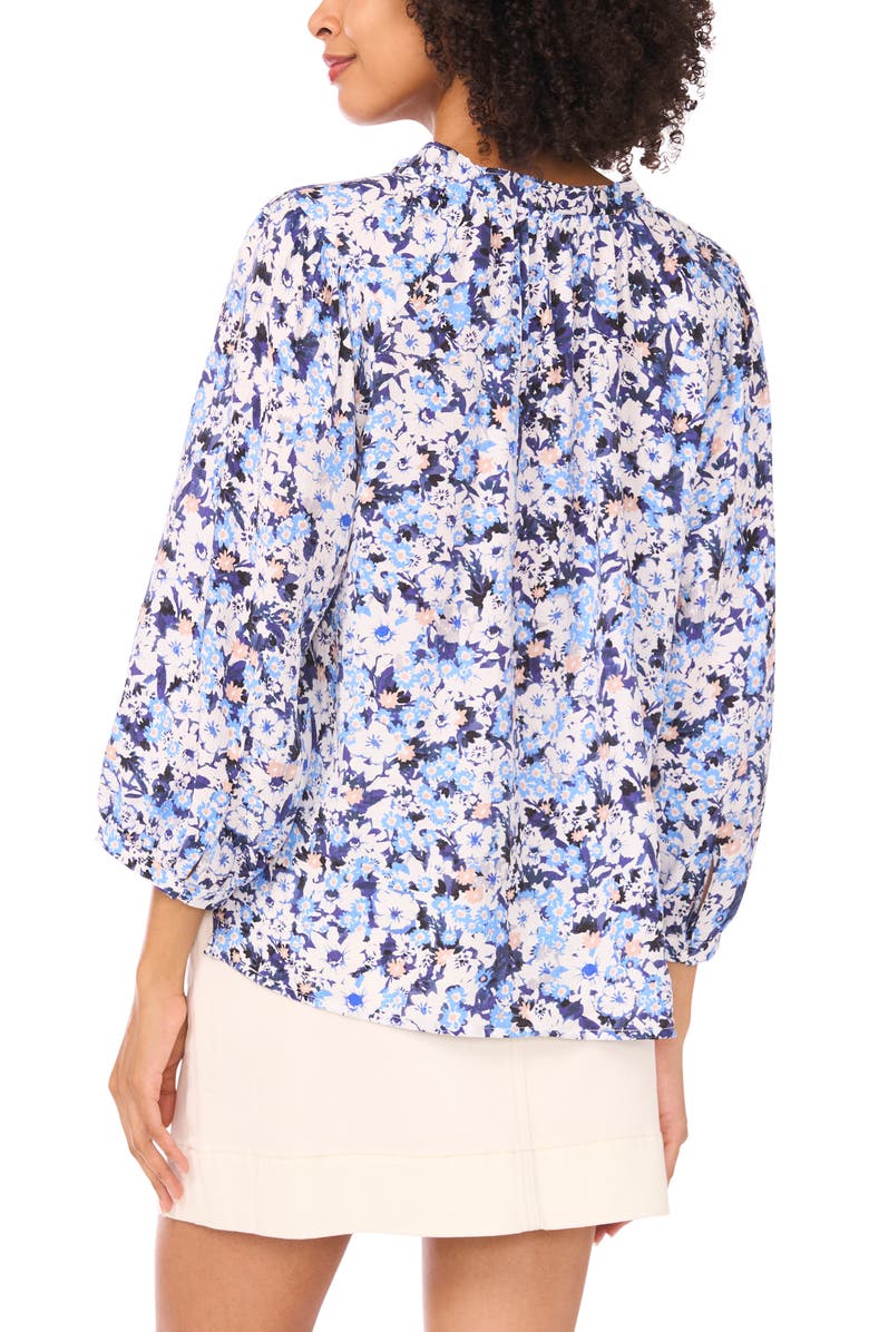 Vince Camuto Floral Peasant Blouse, Alternate, color, Blue Shadow