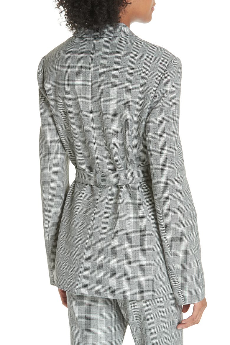 Belted Glen Check Blazer, Alternate, color, BLACK WHITE MULTI