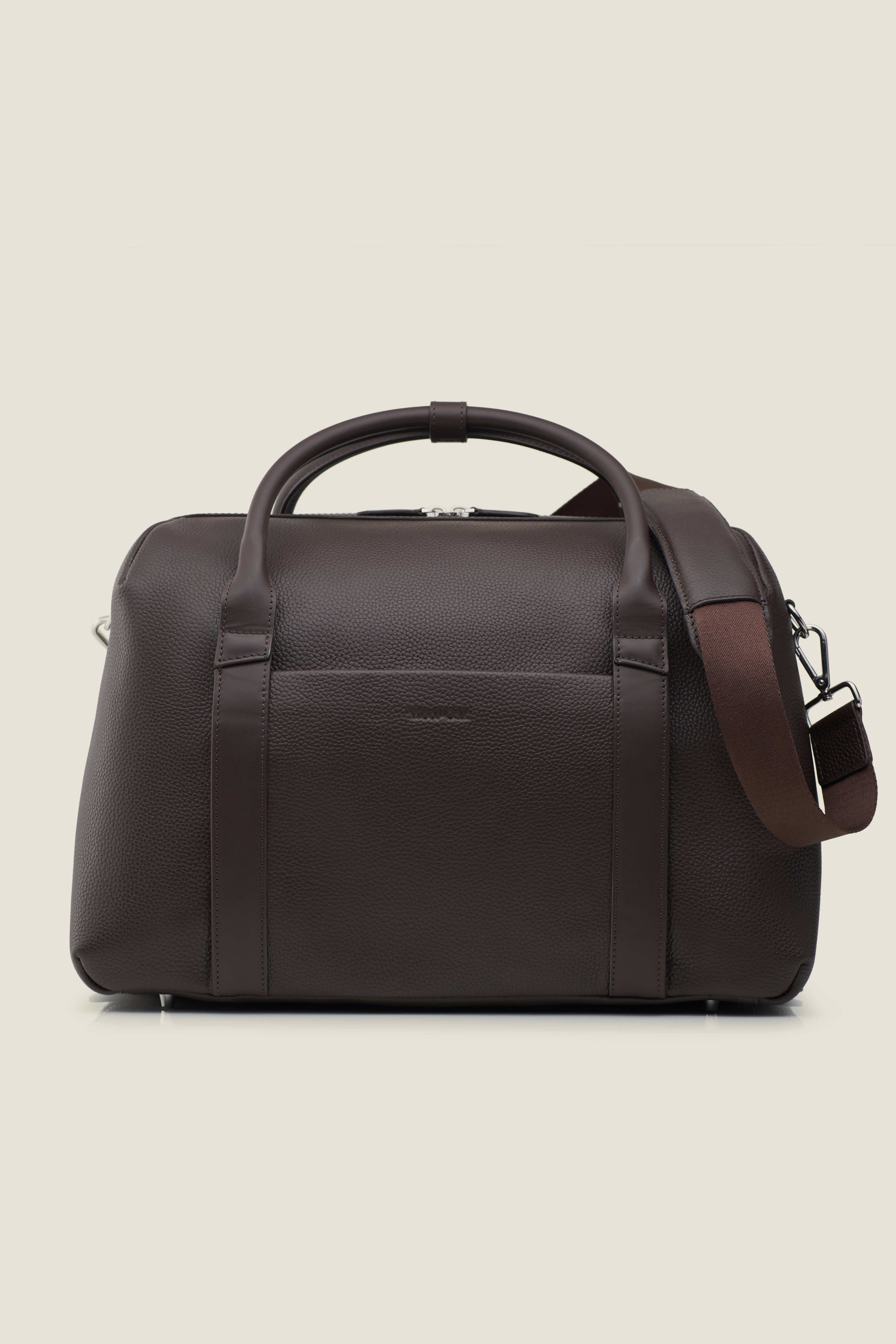 Duffle Suitcase Convertible Underseat Leather Weekender, Alternate, color, Chocolate