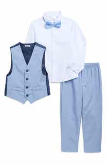 Calvin Klein Kids' Stripe Vest, Dress Shirt, Pants & Bow Tie Set