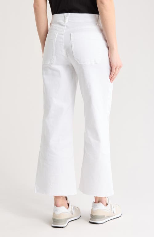 Democracy Raw Hem Crop Flare Utility Jeans In White