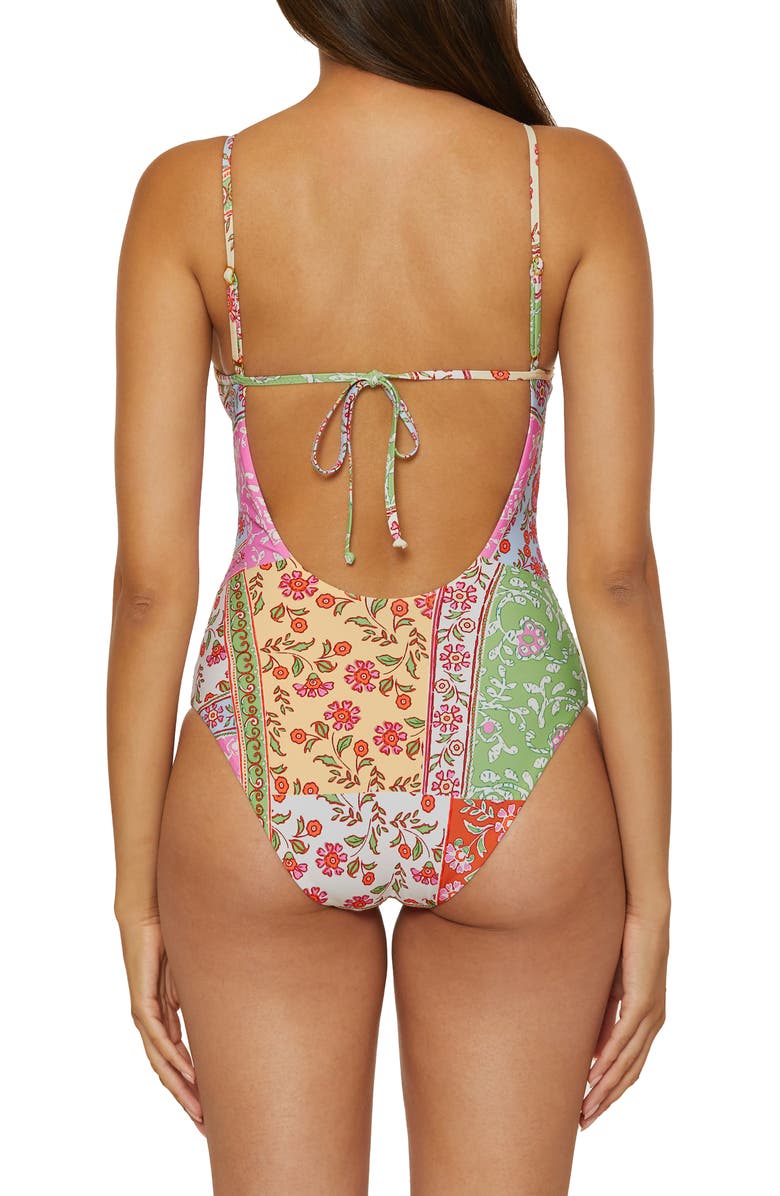 Lucky Brand Seville Crochet Trim One-Piece Swimsuit, Alternate, color, 