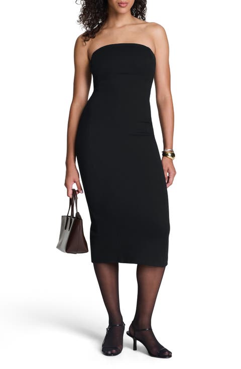 Strapless Ponte Midi Dress