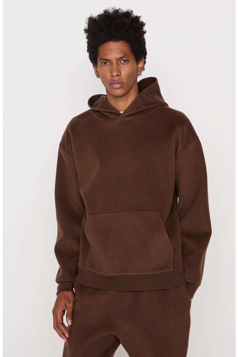Double Face Wool Blend Hoodie, Alternate, color, WOOD