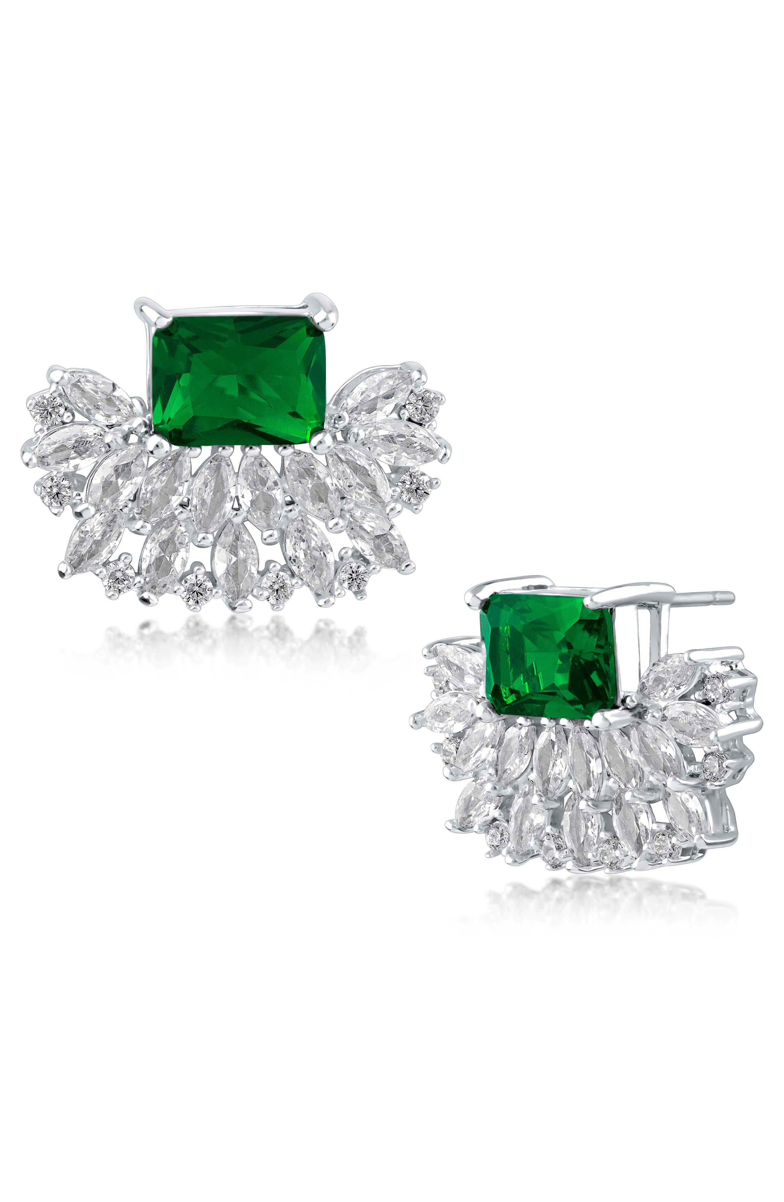CZ by Kenneth Jay Lane Mixed CZ Crown Stud Earrings