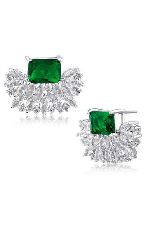 Mixed CZ Crown Stud Earrings