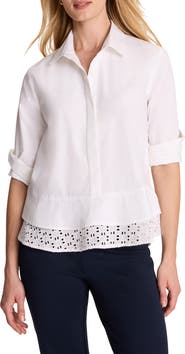 NIC+ZOE Eyelet Trim Shirt