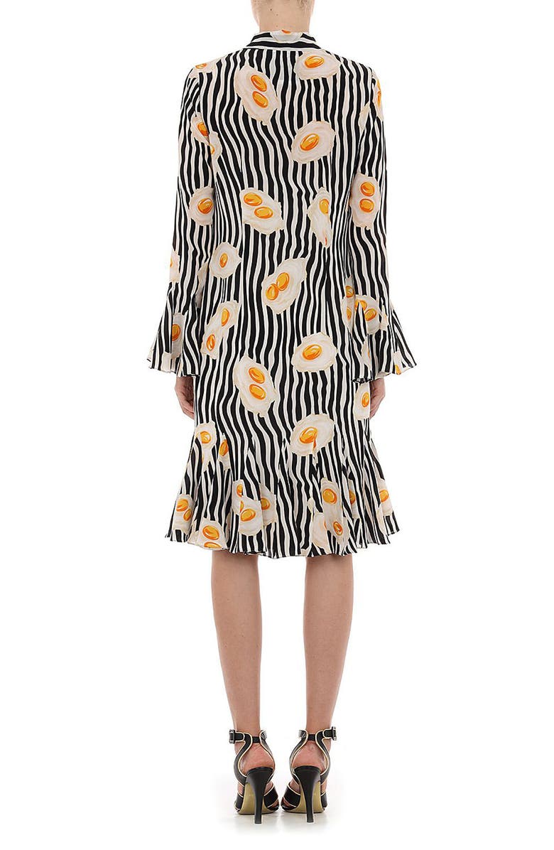 Moschino Egg Print Long Sleeve Silk Crêpe de Chine Dress, Alternate, color,