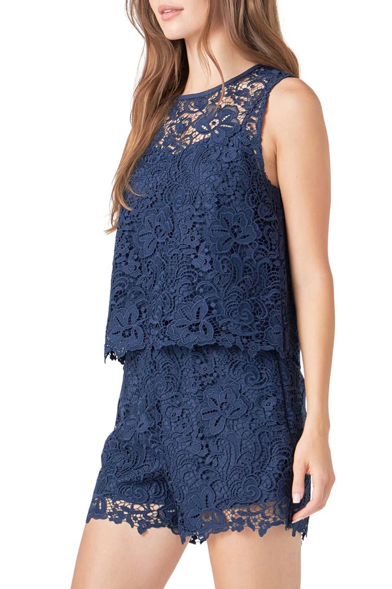 Deco Sleeveless Lace Top, Alternate, color, NAVY
