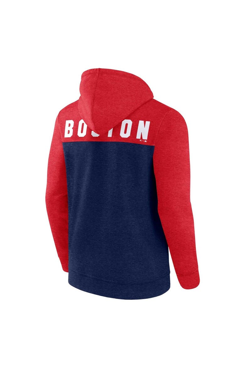 Men's Fanatics Branded Heathered Navy/Heathered Red Boston Red Sox Blown Away Full-Zip Hoodie, Alternate, color, Heather Navy