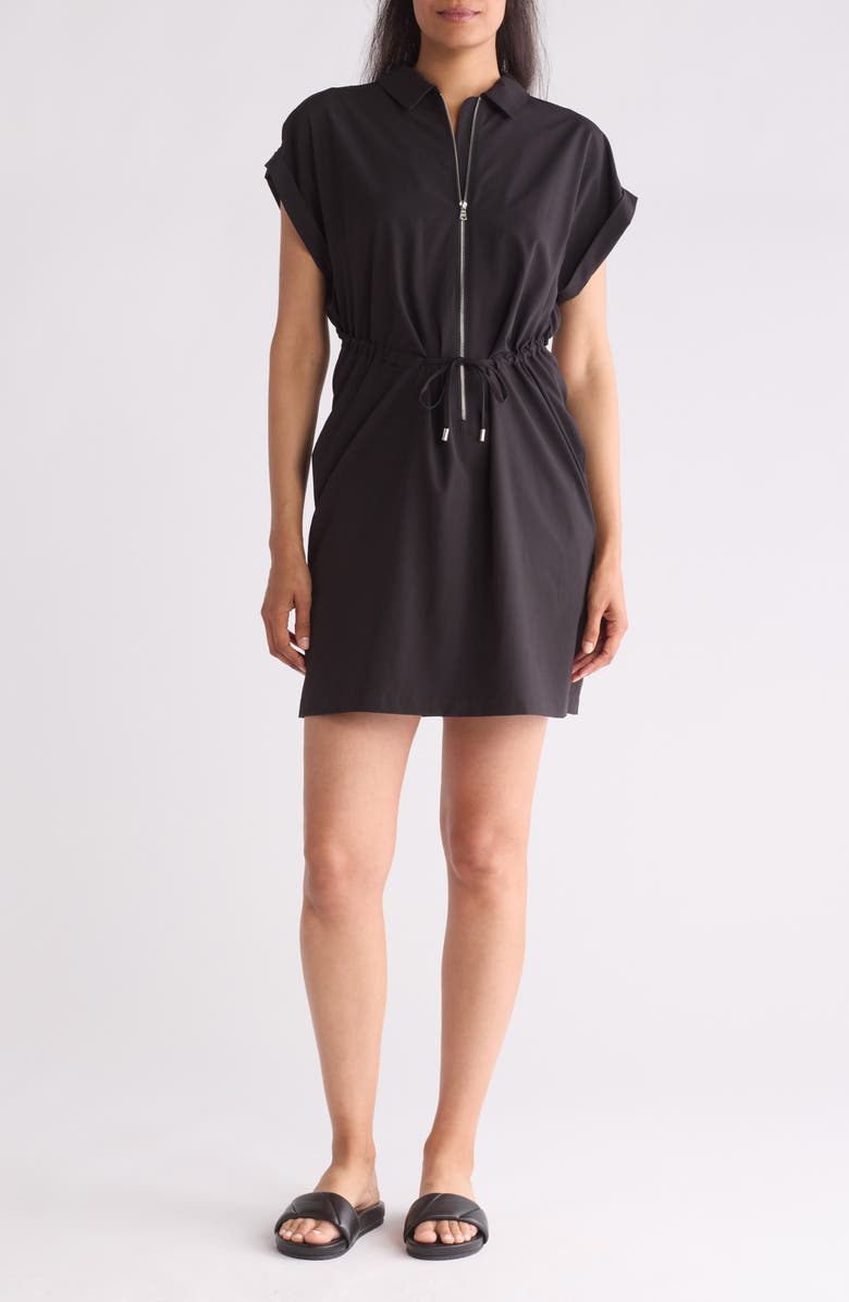 DKNY Front Zip Tie Waist Dress, Main, color, 