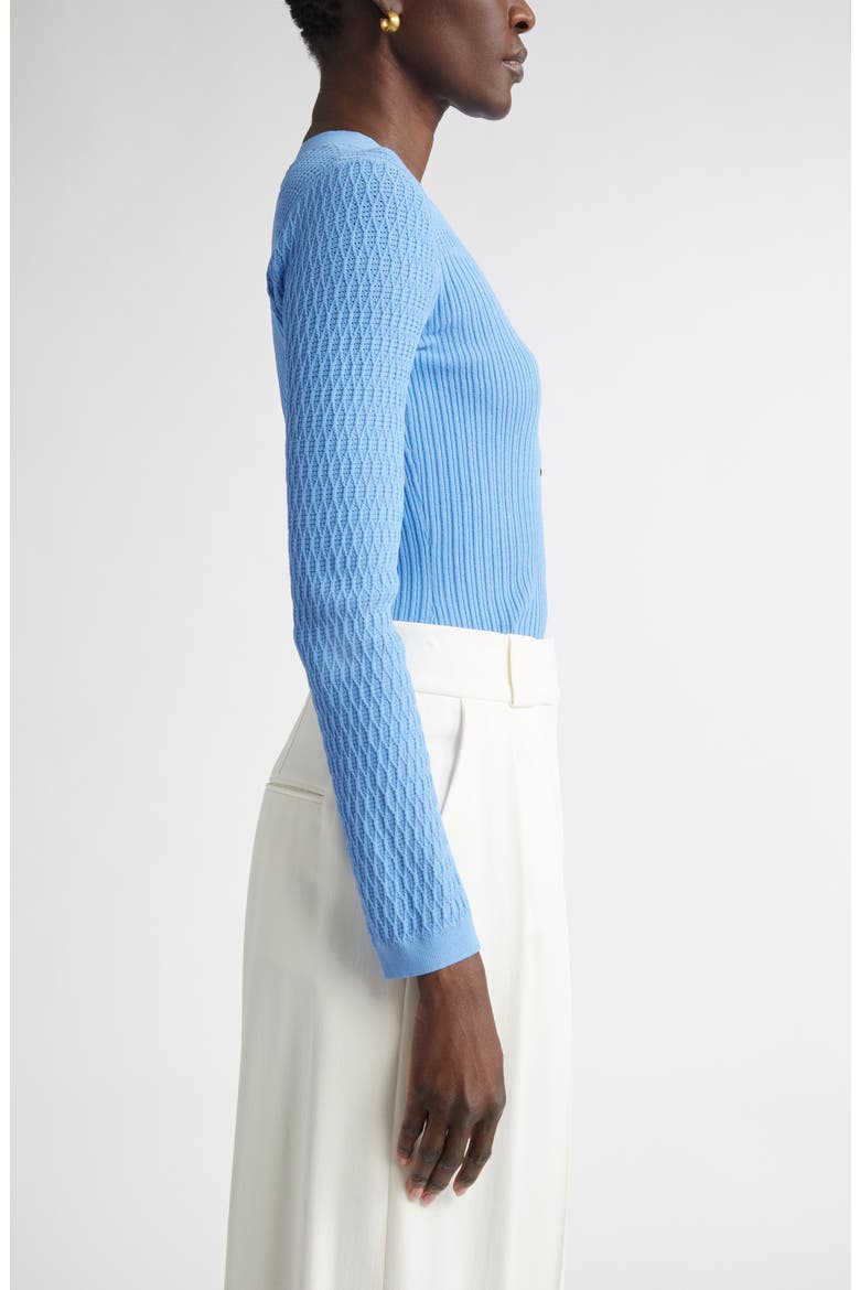 Mixed Stitch Fine Gauge Henley Sweater, Alternate, color, PERIWINKLE