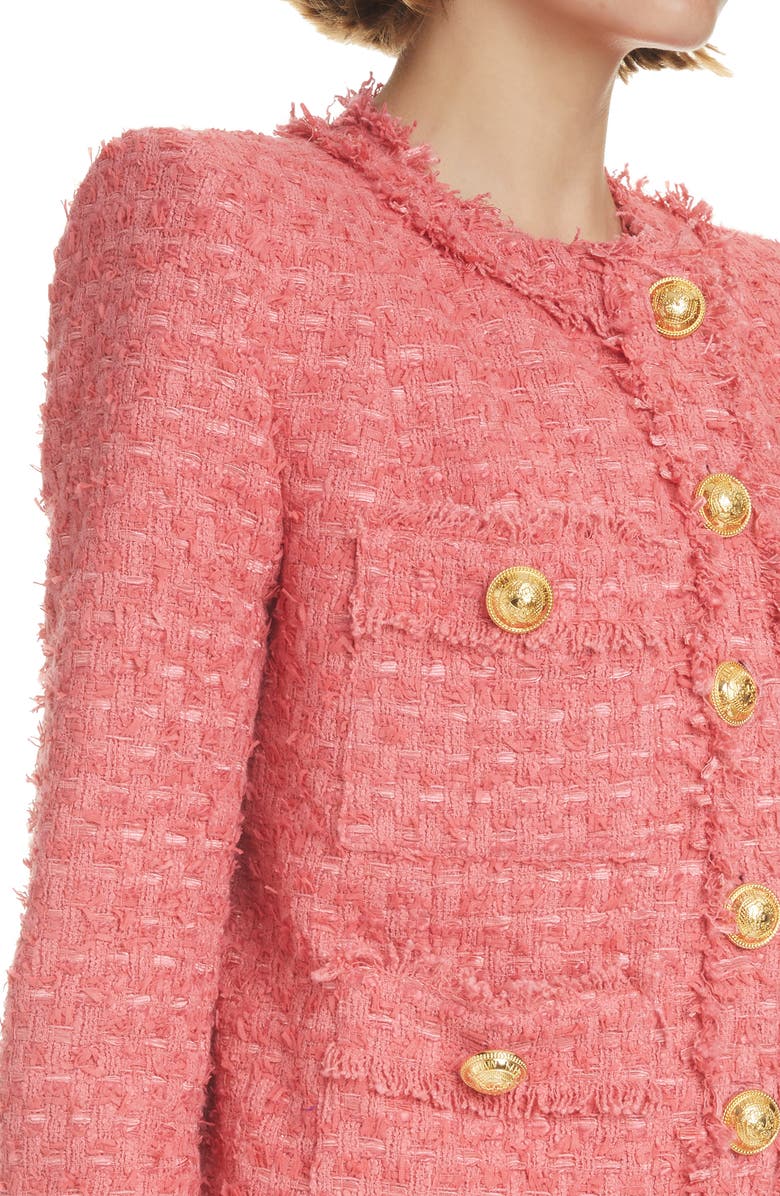 Balmain Six-Button Tweed Jacket, Alternate, color, Rose Salmon