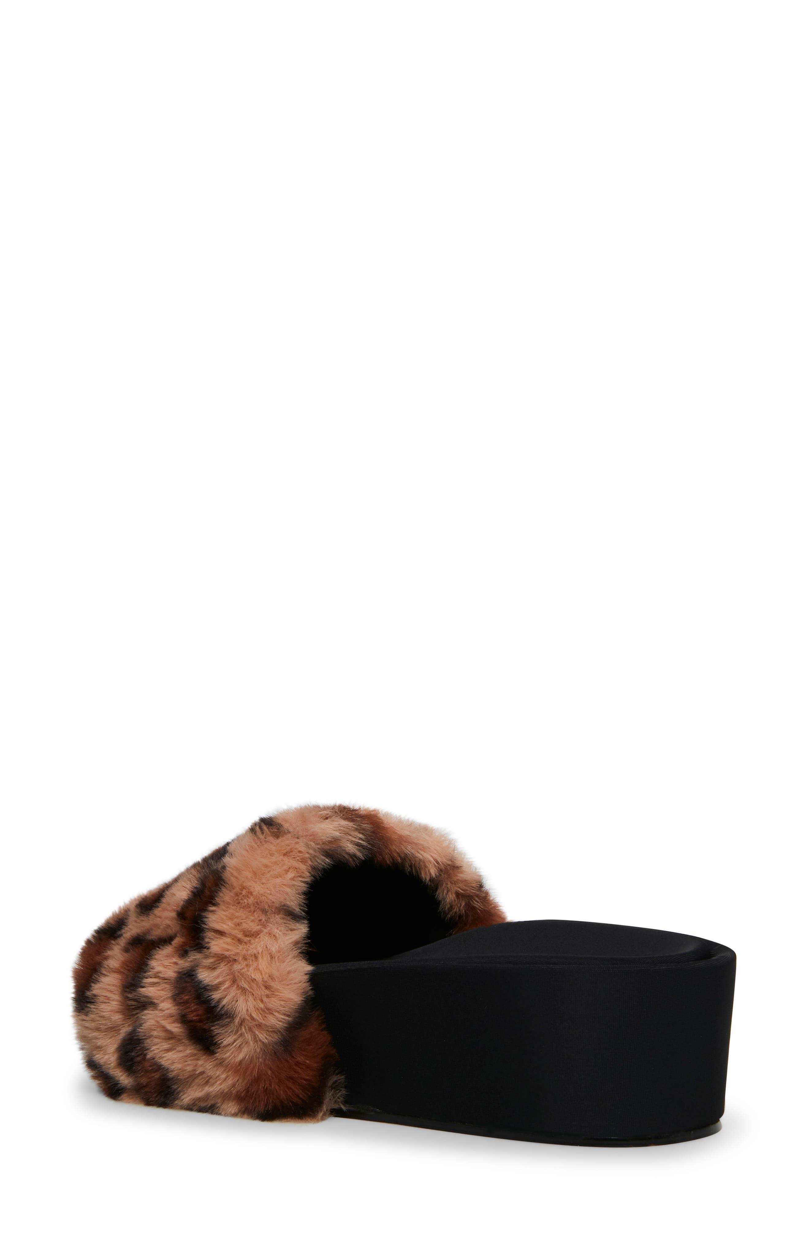 Raine Faux Fur Slide Sandal, Alternate, color, LEOPARD PRINT
