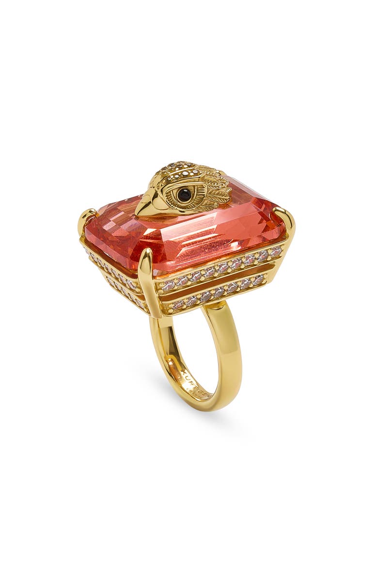 Kurt Geiger London Eagle Head Crystal Cocktail Ring, Main, color, Rose