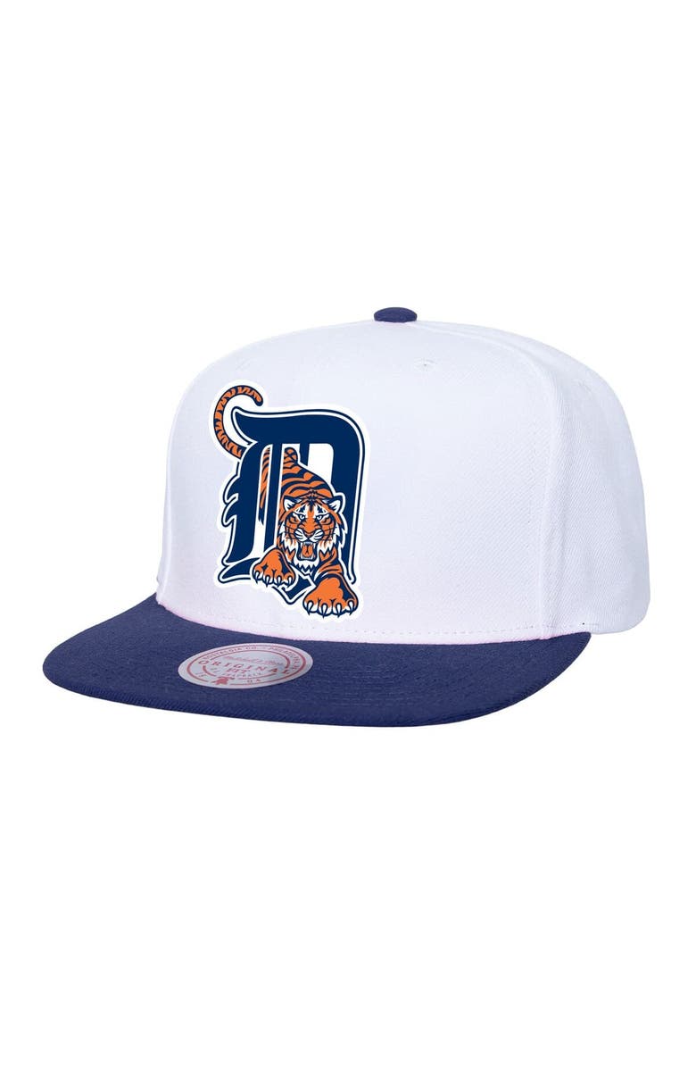 Mitchell & Ness Men's Mitchell & Ness White Detroit Tigers Cooperstown Collection Basic Flip Snapback Hat, Main, color, 