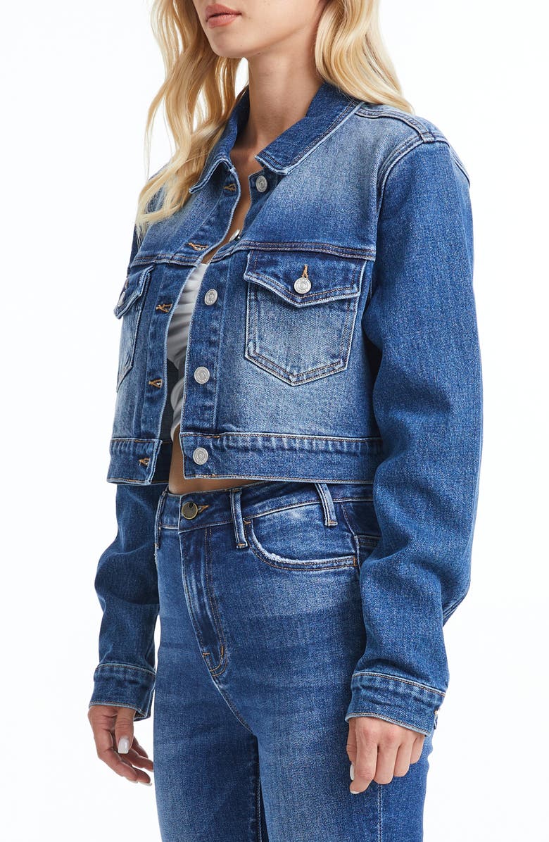 Bayeas Crop Denim Jacket, Alternate, color, Blue Alice