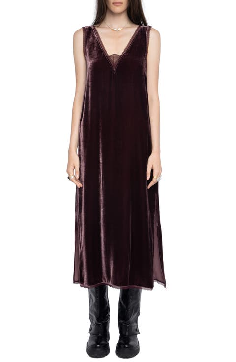 Renozo Lace & Velvet Sleeveless Dress