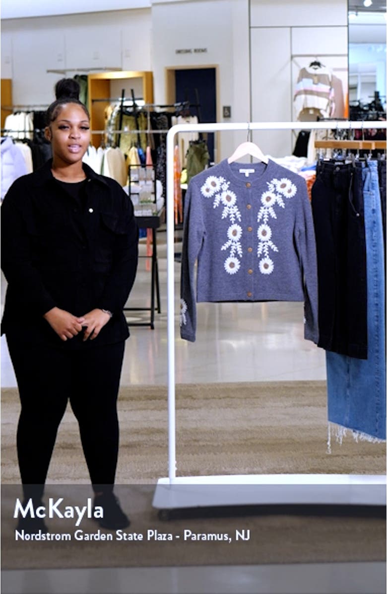 Becca Embroidered Floral Merino Wool Cardigan, sales video thumbnail