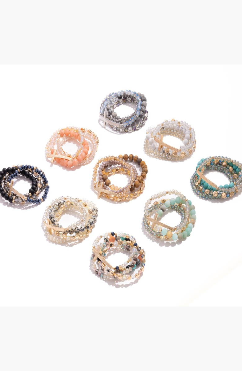 Humanist Beauty Healing Cross 4 Stack Bracelet Set, Alternate, color, Cool Jasper