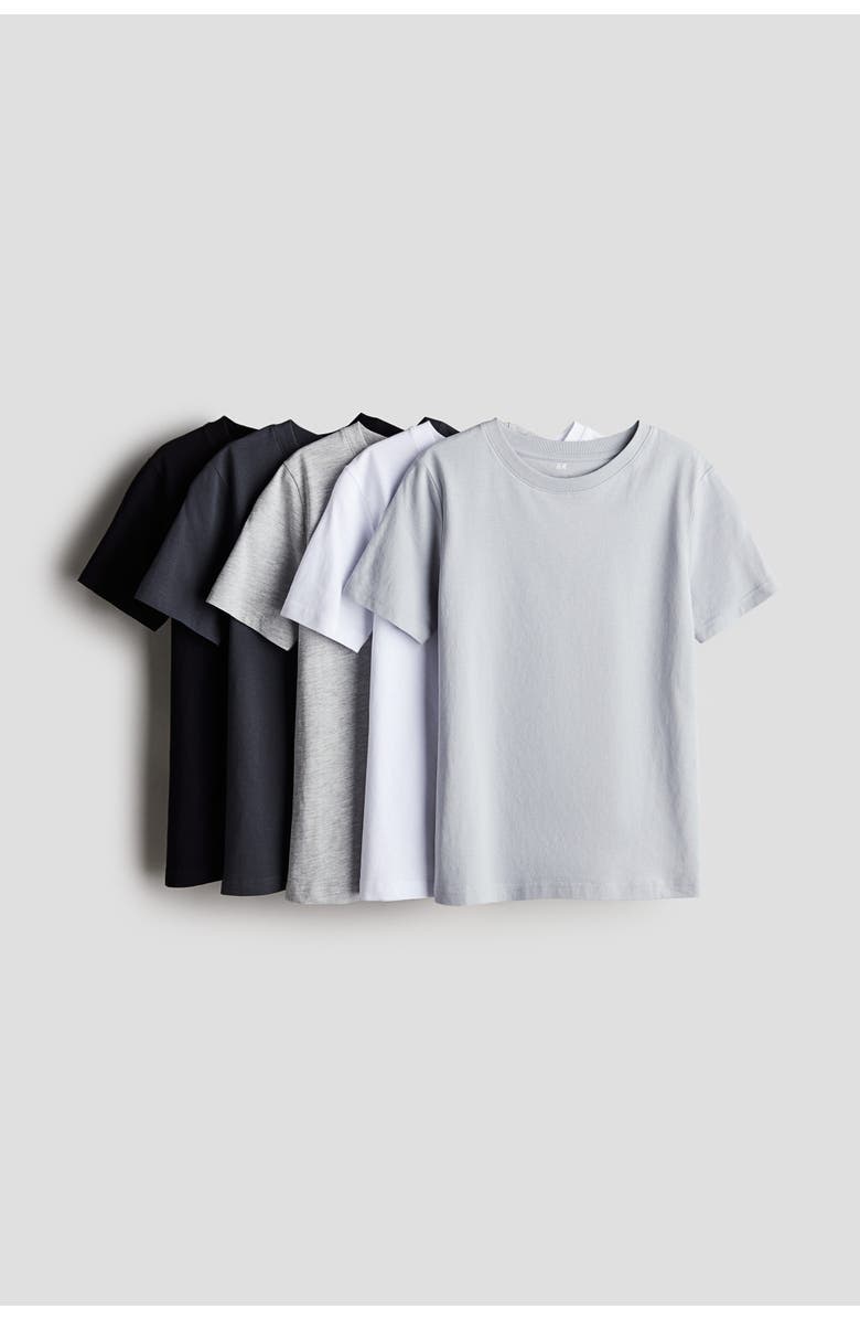 H&M 5-pack T-shirts, Main, color, Light Gray/White
