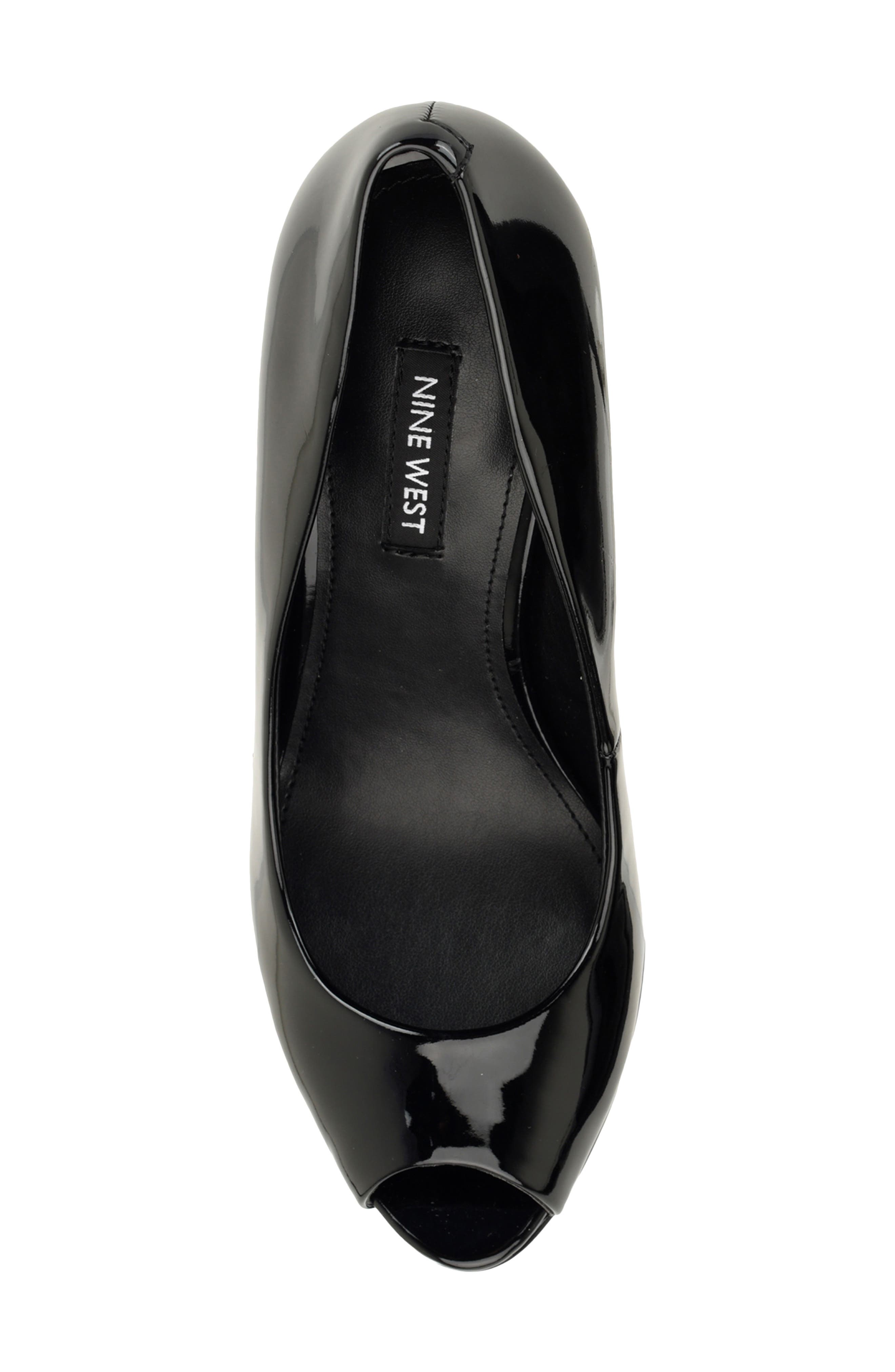 Tyrah Faux Leather Peep Toe Pump, Alternate, color, BLACK