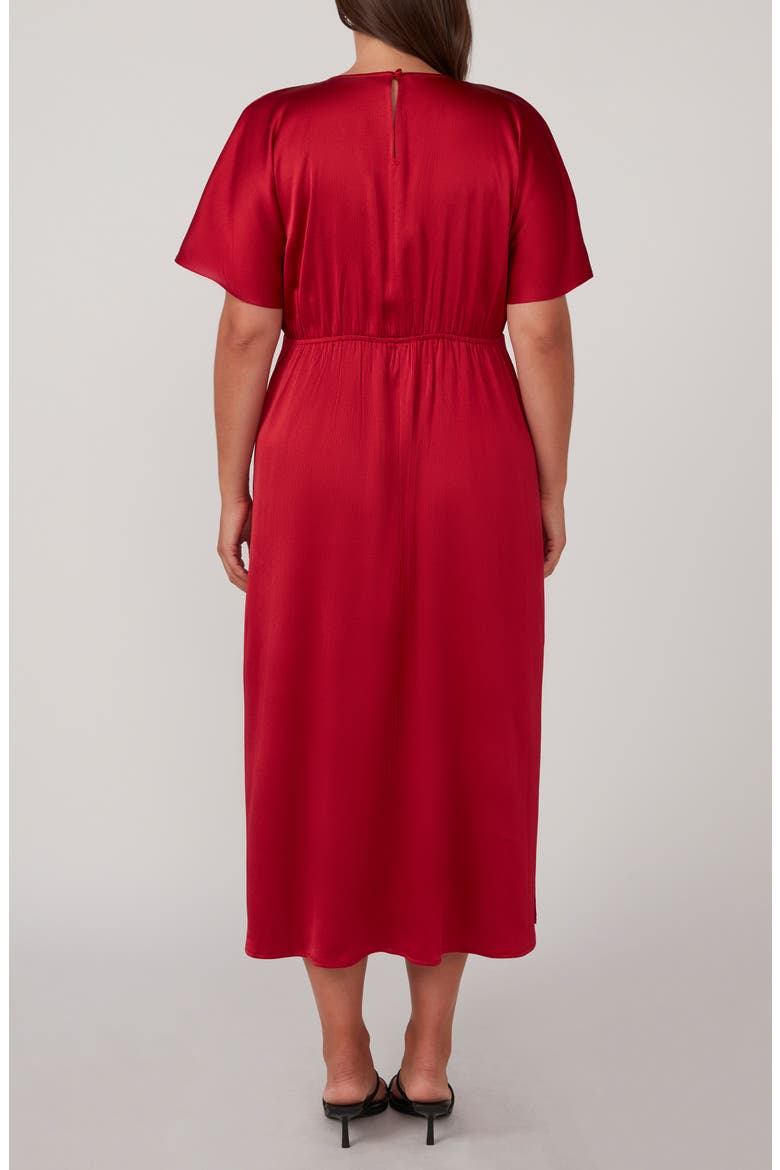 Artemis Flutter Sleeve Midi Dress, Alternate, color, CRIMSON