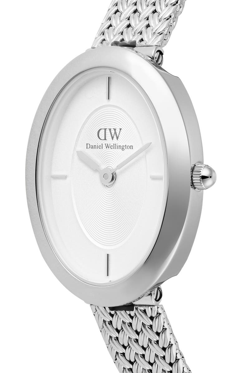 Daniel Wellington Juliette Braided Mesh Strap Watch, 20mm x 26mm, Alternate, color, Silver